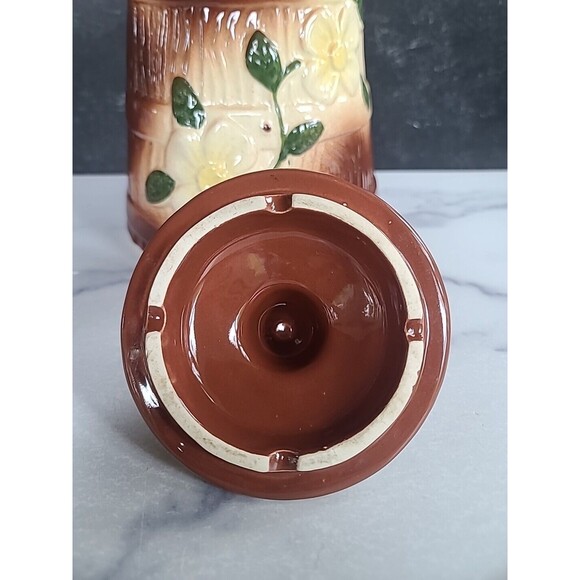 Vintage Floral Lidded Butter Churn Cookie Jar, READ - Picture 7 of 10